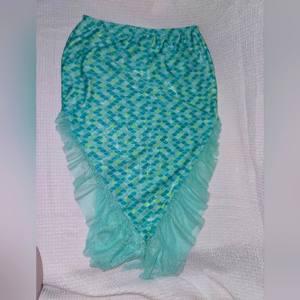 Wonder Nation Mermaid Blue and Green Patterned Skirt Ruffle Hem Girls' 10/12